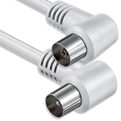 Bild av Antennkabel vinklad 5,0 meter 2x skärmad koaxialplugg 90 &gt; koaxialuttag koaxial vit St Ku (2x vinklad) 75db