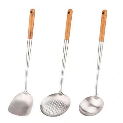 Bild av Wok stekspade och skopa, verktygssats, 43,2 cm, för wok, 304 rostfritt stål