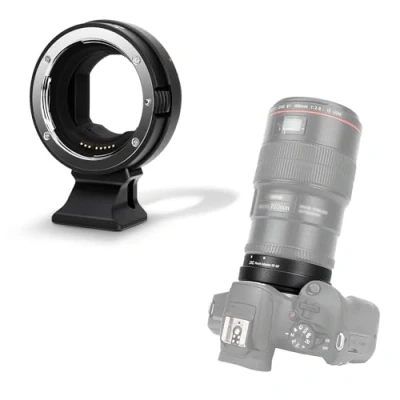 Bild av JJC EF till EOS R AF adapter, EF/S DSLR objektiv RF monteringskameraadapter, metallmontering avtagbar stativfot 1/4 tums 20 skruv kompatibel med Canon R1 Ra RP R3 R5II R5c R6 R6II R7 R8
