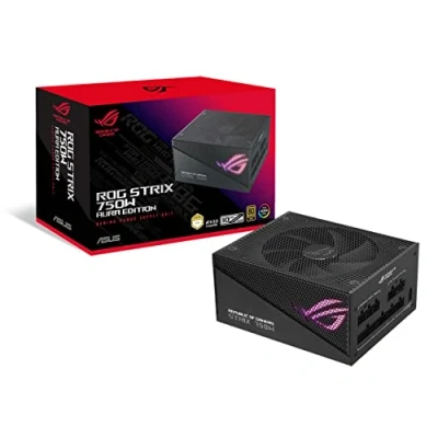 Bild av ASUS ROG Strix 750 W Gold Aura Edition RGB strömförsörjning (750 watt, Sync belysning, 80+ guldcertifiering, axial Tech fläkt, ATX 3.0 kompatibel, PCIe 5.0 Ready)
