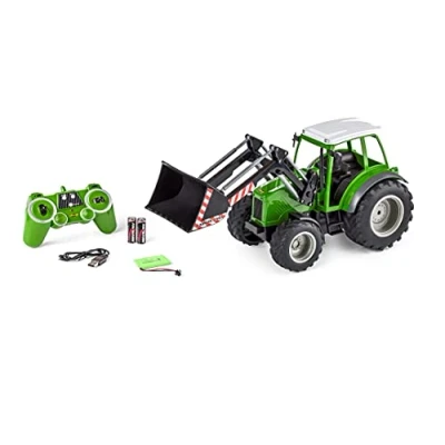 Bild av Carson 500907347 RC traktor med frontlastare 1:16 fjärrstyrt fordon, bondgårdsfordon för barn från 8 år, lämplig utomhusbruk, inklusive batterier och fjärrkontroll, grön
