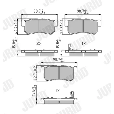 Bild av JURID 573377J Jeu de plaquettes frein avec indicateur d&#039;usure SSANGYONG: Rexton / 2, Kyron, Musso SUV, DAEWOO: Musso, Korando SUV