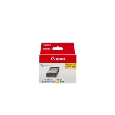 Bild av Canon PGI 580 CLI 581 BK C M Y PGBK paket med 5 patroner (svart cyan magenta gul kontor svart färg) äkta (återvunnen kartong multipack)