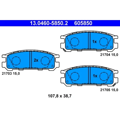 Bild av ATE 13.0460 5850.2 Jeu de plaquettes frein avec indicateur d&#039;usure SUBARU: Legacy 2 Limousine, Impreza I Berline, Break
