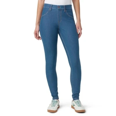 Bild av HUE Essential denim leggings för kvinnor fashionabla med bakfickor, Tvättning av stensyra, 3X