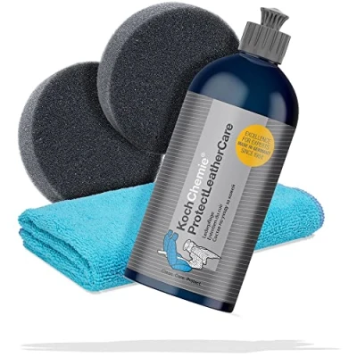 Bild av detailmate Läder Care Set: Koch Chemie Protect Leather 500 ml lädervård 2 x applikator universell mikrofiberduk 40 cm