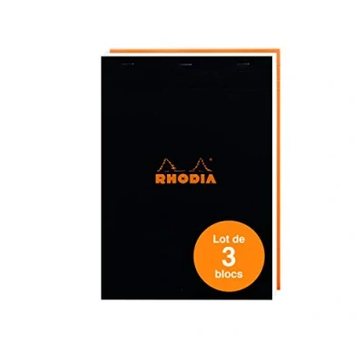 Bild av Rhodia 182019AMZC Set med 3 anteckningsblock nr 18 DIN A4 (21 x 29,7 cm), häftad på huvudsidan, 80 ark mikroperforerade, rutigt, Clairefontaine papper vitt g, omslag sorterat, stycken