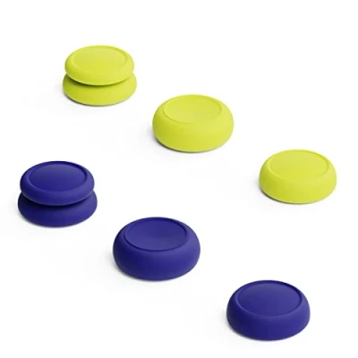 Bild av Skull &amp; Co. Skin, CQC and FPS Thumb Grip Set Joystick Cap Analog Stick for Nintendo Switch OLED Joy Con Controller Blue + Neon Yellow, 3 Pairs(6pcs)