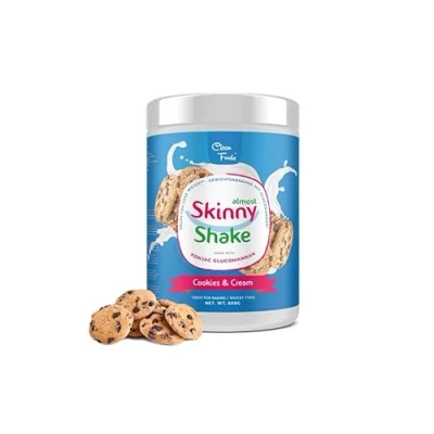 Bild av CleanFoods AlmostSkinny Shake Cookies &amp; Cream I Måltidsersättning 600 g kex och krämig gräddsmak endast 55 kalorier per måltid med 22 vitaminer mineraler