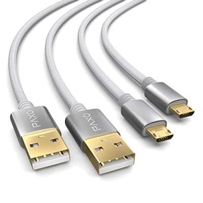 Bild av 2 x PS4 styrenhet, 4 m kabel för Playstation 4, Sony PS4, slim, Microsoft Xbox One kontroller, mikro USB laddkabel, vit