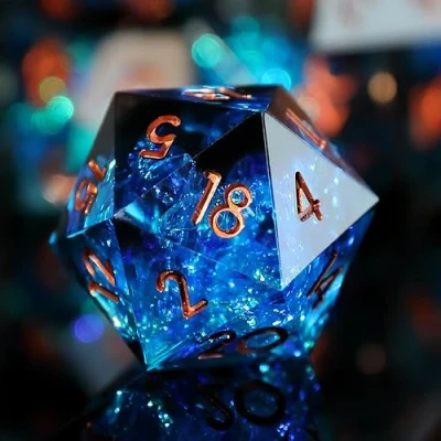 Bild av Elifel DND tärningsset 7 st D4 D6 D8 D10 D12 D20 D% polyhedral handgjord harts skarpa kanter D &amp; tärningar för fängelsehålor och drakar stigfinnare rullspelande bordsspel RPG MTG spel med presentask