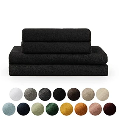 Bild av Blumtal Handduksset 2 badhanddukar 70x140 50x100 Mjuka och absorberande 100% bomull Oeko TEX® certifierad Svart