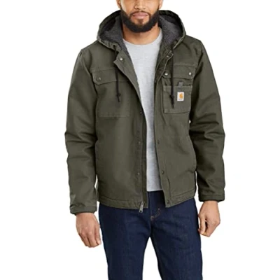 Bild av Carhartt Jacka för män, avslappnad passform, tvättad, fodrad med duck sherpa, utility jacka, Mossa, M