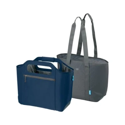 Bild av alfi ISO BAG 2in1 23 liter, dark denim, termokylväska i polyester med extra bärkasse, isolerad shoppingväska för inköp, simhall, bastu, isoleringsväska, flexibel, urtvättbar