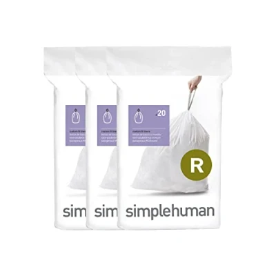 Bild av simplehuman CW0253 kod R anpassad passform papperskorg storpack vit plast (3 paket med 20, totalt 60 linjer)