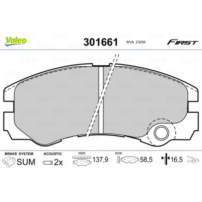 Bild av VALEO 301661 Jeu de plaquettes frein FIRST Essieu avant contact signal d&#039;usure inclus sans tôle anti bruit OPEL: Frontera B SUV