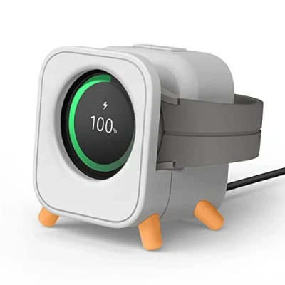 Bild av Elago GW5 stativ kompatibelt med Samsung Galaxy Watch 6 serien laddningsstativ/5 laddare (40, 44 mm 5 Pro (45 mm) 2022 2023, klassisk högtalardesign ljusgrå laddningskabel ingår ej