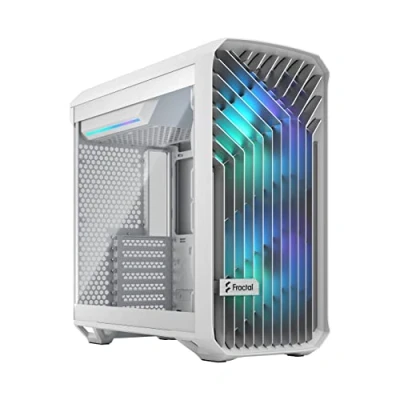 Bild av Fractal Design Torrent Compact RGB White Clear tint tempered glass side panel Open grille for maximum air intake Two 180mm PWM fans included Type C ATX Airflow Mid Tower PC Gaming Case
