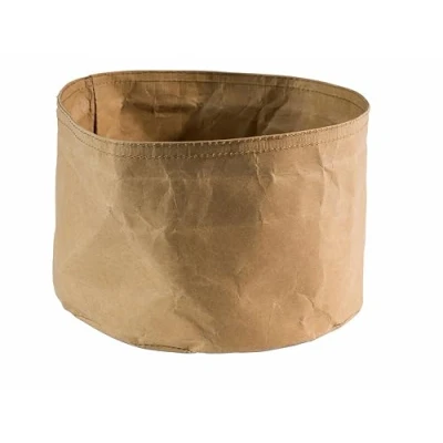 Bild av Brödkorg Ø20x13 cm Kraft vikbar papperspåse Läderlook Brun,1 st