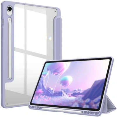Bild av FINTIE Hybrid slimmat fodral till Samsung Galaxy Tab S9 FE 10,9 tum/Galaxy 11 tum 2023 med S pennhållare, stöttåligt skydd genomskinligt skal på baksidan, automatisk