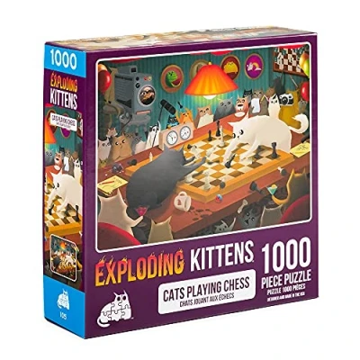 Bild av Exploding Kittens Jigsaw Puzzles For Adults Cats Playing Chess 1000 Piece Family Fun &amp; Game Night