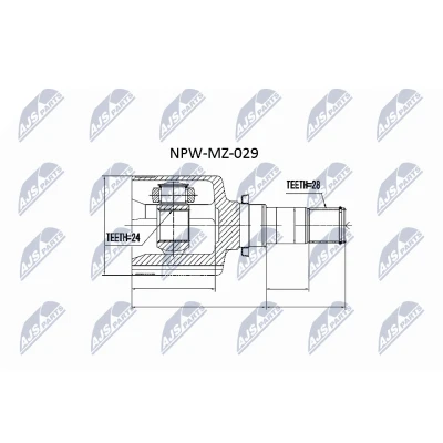 Bild av NTY NPW MZ 029 Tête De Cardan Boîte automatique Essieu avant gauche MAZDA: 3 5 portes,