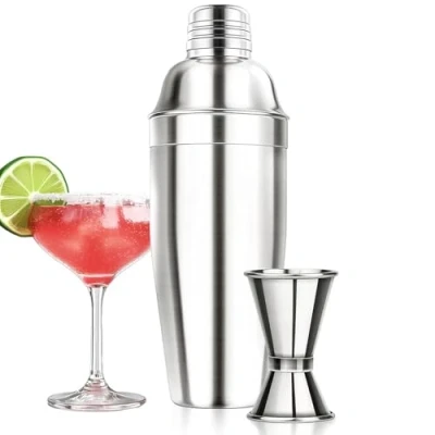Bild av 750 ml ml, cocktailblandare rostfritt stål cocktail blandare inbyggd bartender sil med måttkoppar 15/30 drinkbar set tillbehör