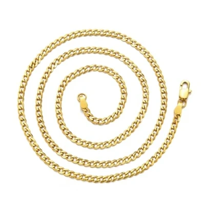 Bild av Philip Jones Män 3 mm guldpläterat Rostfritt stål pansarkedja halsband 45 cm 50 55 61 cm, 20 Inch, stål, Ingen ädelsten