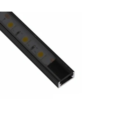 Bild av Ledomec LED ALU profil smal list (14 x 7 mm) i svart med lock (2 m skydd svart)