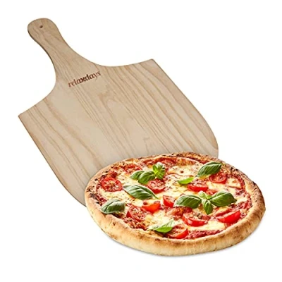 Bild av Relaxdays pizzaspade av trä, med praktiskt handtag, för bröd och flammkakor, pizzaspade, B x D: 30,5 54 cm, natur