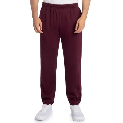 Bild av Fruit of the Loom Eversoft Fleece sweatpants för män, träningsbyxor, Elastisk botten kastanjebrun, L