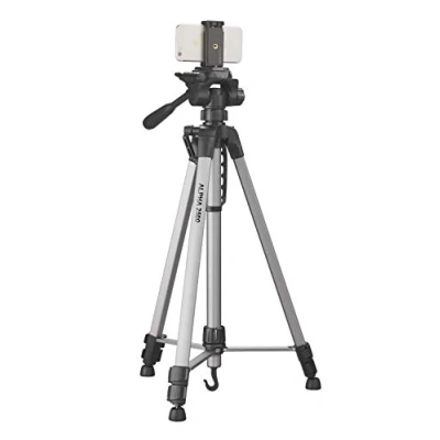 Bild av CULLMANN 52126 Alpha 2500 mobilstativ med smartphonehållare och 3 vägs huvud (utdragbar höjd 165 cm, packstorlek 67 lastkapacitet 2,5 kg, vikt 1277 g), silver