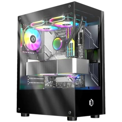 Bild av EMPIRE GAMING (2024 ny) PC gamer fodral CM 241 ARGB Medium Tower Micro ATX och ITX 3 st. fläktar 120 mm, stift 5 volt LED RGB Adresserbar MB Sync Mid svart