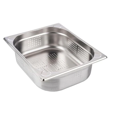 Bild av APS 81902 GN 1/2 behållare, perforerad, rostfritt stål Gastronormbehållare, mått 265 x 325 mm/höjd 100 mm