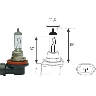 Bild av MAGNETI MARELLI 002547100000 Ampoule, projecteur longue portée H8 12V 35W PGJ 19 1 Halogène BMW: 5 Berline, 3 Coupe, VOLKSWAGEN: Touran I
