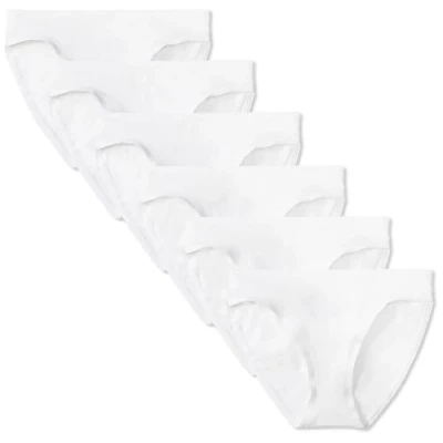 Bild av Amazon Essentials kvinnors bomull bikini trosor underkläder (finns i plusstorlek), paket med 6, vit, 1X