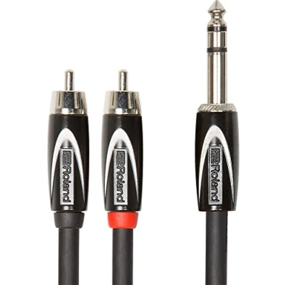Bild av Roland Black Series Interconnect Insert/splitter cable 1/4 inch TRS to two RCA connectors, 10ft/ 3m RCC 10 TR2RV2