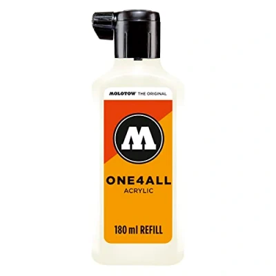 Bild av Molotow ONE4ALL Refill akryl, färg 229 naturlig vit 180 ml, påfyllningsbläck för permanentmarkörer