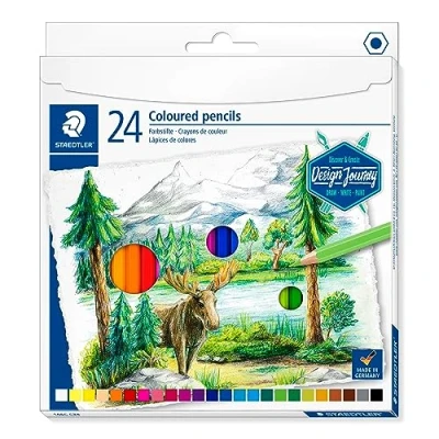 Bild av STAEDTLER Buntstifte, klassisches Sechskantformat, weiche Mine, hoch pigmentierte Farben, Kartonetui mit 24 leuchtenden 146C C12