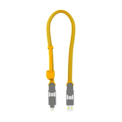 Bild av Rolling Square InCharge XL 30 cm USB C laddningskabel, Lightning kabel för smartphone, universell kabelladdare 6 i 1, kontakt, gul, 100 W