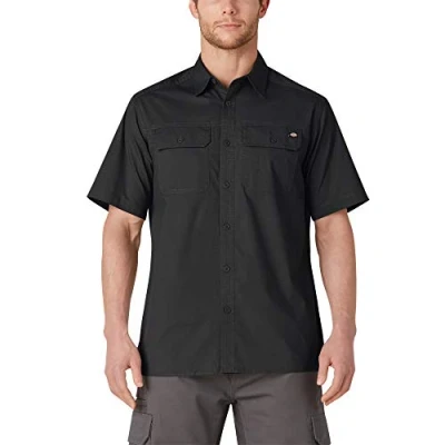 Bild av Dickies Kortärmad skjorta för män, avslappnad passform, med knapp down krage, Svart, XL