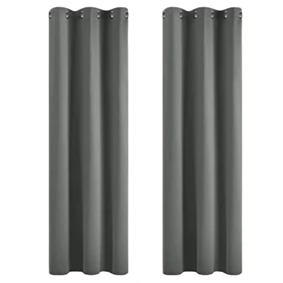 Bild av Deconovo mörkläggningsgardiner, värmeisolerade gardiner för vardagsrum och sovrum, modern design med öljetter, 107 x 242 cm (bredd höjd), ljusgrå, 2 delar