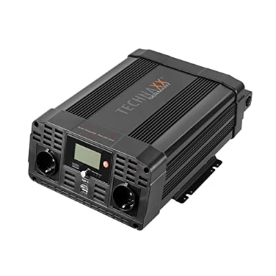 Bild av Technaxx Bilväxelriktare med LC display 12v till 230v ren sinusvåg TÜV Rheinland certifierad bilinverter 2X Schuko kontakt och USB port effekt 2000W/4000W (topp) TE22 spänningsomvandlare