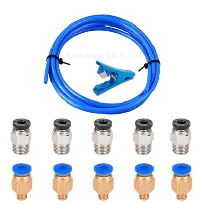 Bild av CESFONJER 5 meter teflonrör blå PTFE rör med delar PC4 M6 och M10 rörbeslag skärare för tub tryckmontering anslutning 3D skrivare 1,75 mm filament