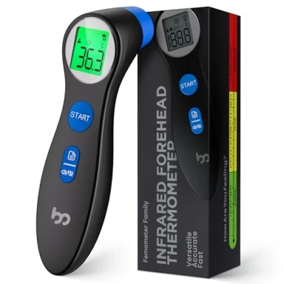 Bild av Kontaktlös febertermometer för spädbarn, barn och vuxna, panna infraröd digital termometer, termometer digital, febervarning 3 färgdisplay, blå