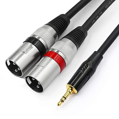 Bild av TISINO Miniuttag till XLR stereokabel, 3,5 mm kontakt dubbel hane Y splitterkabel stereo brytning ledkabel 2 m