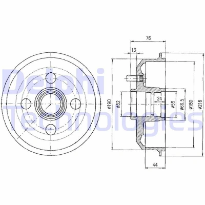 Bild av DELPHI BF329 Tambours de Frein sans bague ABS, roulement roue 216 FORD: FIESTA 5, 4, Puma