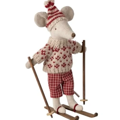 Bild av Maileg Winter mouse with ski set Leksaker H15 cm
