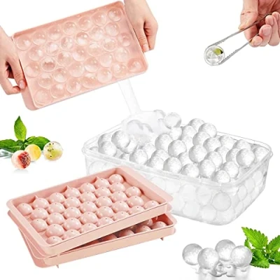 Bild av Lonnalee Isbitsform, Isbitsform med 33 fack och lock, iskubsbricka, BPA fri isbitsbehållare för öl, cocktails, whisky (1 pack rosa)
