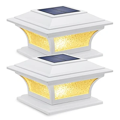 Bild av Siedinlar Solcellsbelysning för stolpar utomhus Glas 2 lägen Solcellsdriven staketbelysning 4x4 5x5 6x6 Trädgård Patio Dekoration Varmvit &amp; Kallvit, Pack